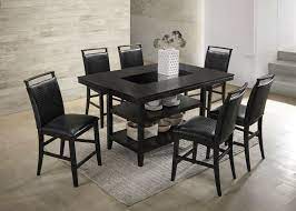 Durably constructed, this traditional pub table set includes a finely crafted round table with a sunburst wood veneer. 7pcs Black Counter Height Dining Table Set Black Crocodile Upholstery Km Home Furniture Mattress