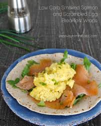 I would usually use five eggs for two people, but you'll only need four when. Low Carb Smoked Salmon And Scrambled Egg Breakfast Wraps