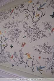 Hand Drawn Birds Butterflies Entryway Wall Mural Finished Addicted 2 Decorating Mural Stencil Wall Murals Wall Drawing