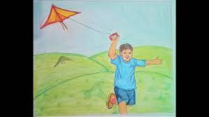 Cut out a plastic kite shape using the scissors and lay it flat on the table. Easy Drawing Of Little Boy Flying Kite Youtube