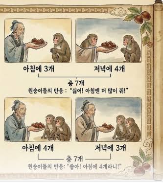 아키타입(Archetype) 사자성어 경제학](17) 조삼모사(朝三暮四)-화폐 환상과 명목 임금의 착각 < [아키타입(Archetype) 사자성어 경영학] 특별기획 < 일반칼럼 < 기사본문 - 논객닷컴