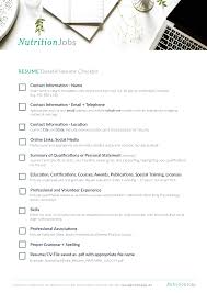 Nutritionjobs Dietetic Resume Checklist Nutritionjobs