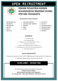 Check spelling or type a new query. Lowongan Kerja Guru Berbagai Mapel Musyrif Driver Dan Hrd Pondok Pesantren Muhammadiyah Boarding School Yogyakarta Loker Swasta