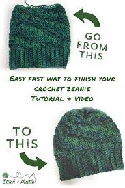 Tutorial How To Close Brim Up Crochet Beanies Stitch Hustle Crochet Hat For Beginners Crochet Hats Crochet Beanie Pattern