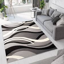 Hallo, ich bin gregor und habe diese seite. Dream Teppich Kurzflor Modern Weiss Grau Schwarz Streifen Tapiso Teppiche Online