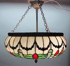 Fine Unusual Antique Art Nouveau Leaded Stained Glass Ceiling Lamp C 1915 Ebay Art Nouveau Lamps Unusual Art Art Nouveau