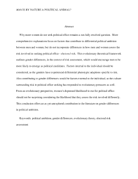 Doc Man Is By Nature A Political Animal An Evolutionary Theoretical Framework For Gendered Candidate Emergence In Contemporary Democracy Jennie Sweet Cushman Academia Edu
