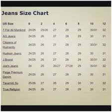 Rational Paige Jeans Size Chart 2019