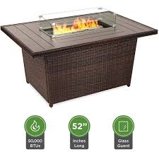 52in Wicker Propane Fire Pit Table 50 000 Btu W Glass Wind Guard Cover In 2020 Fire Pit Table Propane Fire Pit Table Propane Fire Pit