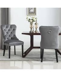 Our upholstered nailhead dining room chairs serve as a dining room accent or comfortable dining table seating. Big Deal On Blue Line Tufted Upholstered Dining Room Chair Set Of 2 Dark Grey