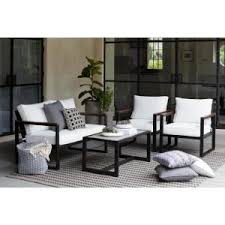 Hampton Bay West Park 4 Piece Aluminum Patio Conversation Set With Cushionguard White Cushions Outdoor Patio Decor Metal Patio Furniture Conversation Set Patio