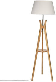 Frederick weinberg, willy rizzo and. Tripod Floor Lamp With Shelf Industrial Style Wooden Base And Cream Lampshade Amazon Co Uk Lighting