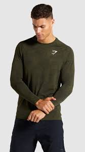 The Geo Lightweight Long Sleeve T Shirt Gymshark Gym Sweat Train Perform Seamless Exercise Strength Strong Mens Workout Clothes Gym Wear Men Gym Tops