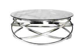 Round coffee table, glass table with black iron frame, living room table, sofa table, robust tempered glass, stable, 2 layers 5mm thick. Stainless Steel Coffee Table Silver House Of Salim