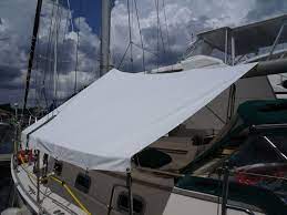 I Have Been Thinking Of Making A Sun X2f Rain Shade For Some Time Many Many Boats Here At The Marina Sailboat Living Sailboat Interior Liveaboard Sailboat