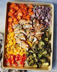 Keto Sheet Pan Chicken And Rainbow Veggies Recipe Clean Eating Chicken Recipes Clean Eating Recipes For Dinner Clean Eating Dinner