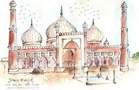 Travel Sketch Delhi India Architecture Drawing Art Travel Art Indian Paintings