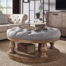 Tufted coffee table ottoman round. Knightsbridge Tufted Linen Baluster 40 Inch Round Cocktail Ottoman By Inspire Q Tufted Ottoman Coffee Table Ottoman In Living Room Storage Ottoman Coffee Table