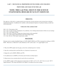 This lab explores these issues via the charpy impact test. Mechanical Properties Of Polymers And Ceramics Print This And Take It To Lab Mse 201 Docsity