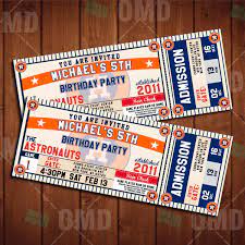 Houston Astros Classic Ticket Sports Party Invitations Sports Party Invitations Baseball Theme Birthday Sports Party