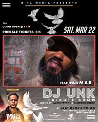 Hitz Media & Universal Music Group present: 🕊️DJ Unk 🕊️tribute show! Next  Saturday, March 22nd at the Beat Drop Kitchen and Event Center in Lacey,  WA! Doors open at 6PM. come meet 𝑫𝑱 𝑼𝑵𝑲’𝒔 𝑴𝑨𝑵𝑨𝑮𝑬𝑹 and ...