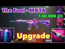 Upgrade The Fool M416 With 130 000 Uc Best Beautiful Skin For M416 Tony Sama Pubg Mobile Youtube The Fool Beautiful Skin Mobile Skin