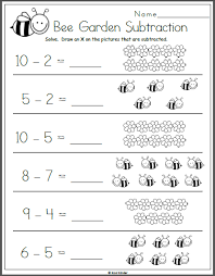 Bee Garden Subtraction Math Worksheet For Kindergarten Madebyteachers Kindergarten Math Worksheets Free Kindergarten Subtraction Worksheets Kindergarten Math Worksheets