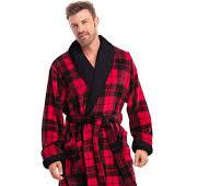Men's Plush Sherpa Robe, Warm Bathrobe with Pockets