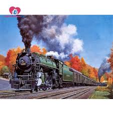 Diamond Embroidery Landscapes Train Diamond Patterns Painting Rhinestones 5d Diy Diamond Painting Mosaic Pictures Hobi Foami Steam Train Photo Locomotive Train