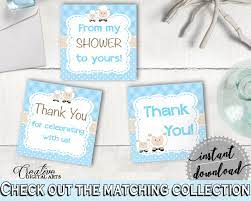 To make your own thank you tags, just click on the link below, then print them out on cardstock. Pin By Funpartyetsyphilly On Bautismo Baby Shower Thank You Baby Boy Shower Baby Shower Printables