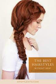 5 Hairstyles Without Heat For The Office Hair Styles Fishtail Braid Hairstyles French Braid Hairstyles