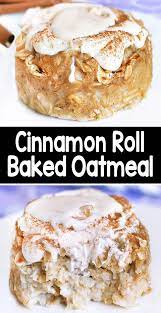 Cinnamon Roll Baked Oatmeal Recipe Easy Baking Recipes Fall Baking Recipes Baked Oatmeal Recipes Breakfast
