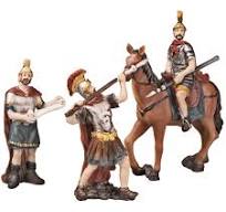 Soldados romanos con caballo en resina serie 10 cm