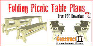 Blueprint picnic table bench plans. Folding Picnic Table Plans Easy To Build Projects Construct101