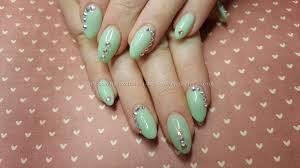 Home a guide to acrylic nail designs: Dev Guy Acrylic Nails With Swarovski Crystals And Mint Green Gel Polish Nail Technician Nicola Senior On 11 September 2015 At 14 12