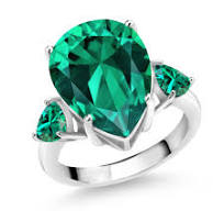 Gem Stone King 9.19 Cttw Pear Shape Green Nano Emerald 3-Stone Ring For  Women | 925 Sterling Silver | Three Stone Wedding Anniversary Promise Ring  For ...
