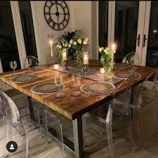 Glass top with a metal base. Metal Dining Table