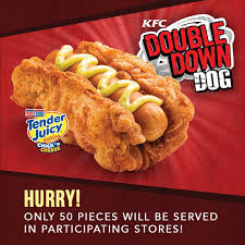 Variants have included fillets that are grilled or with a spicy zinger coating. Kfc Philippines Double Down Dog Wraps Hot Dog In Fried Chicken Patty Time
