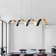 Black And Gold Leaf Led Curved Pendant Light 20w 33 46 Long Decorative Aluminum Curl Hanging Light For Kitchen Dining Table Study Room Takeluckhome Com