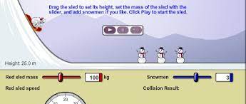 By sending a sled down a slope, knocking down as many snowmen as possible. New Gizmos Sled Wars And Waves Explorelearning News