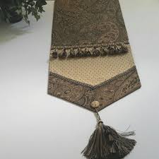 Black And Gold Table Runner Uk Elegant Black Brown Gold Woven Paisley Design Table Runner Size 86 In X 14 In By Cvdesigns On Etsy Diy Table Decor Gold Table Decorations Gold Fabric