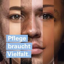 Ein Bild, eine klare Botschaft. Pflege braucht Vielfalt. Menschen mit  Migrationshintergrund und zugewanderte Kräfte sind wichtige Teammitglieder  in den Pflegeeinrichtungen und sorgen mit dafür, dass…