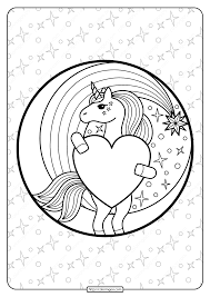 Coloring, the act of adding color to the pages of a coloring book; Printable Unicorn Holding A Heart Coloring Page Heart Coloring Pages Unicorn Coloring Pages Unicorn Printables