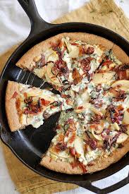 Caramelized Apple Bacon And Blue Cheese Pan Pizza Girl Versus Dough Recipe Fall Pizza Recipes Blue Cheese Pizza Recipes