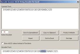 free barcode scanner ascii string decoder