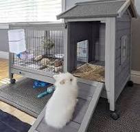 2-story Small Animal Enclosure Rabbit Hutch Indoor Outdoor With Chew-Proof  Design - 2-Story Wooden Bunny Cage With Wheels & Leak-Proof Trays Indoor ...