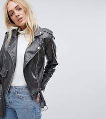 Asos Tall Asos Tall Leather Look Washed Biker Jacket Pockets Functional Hem Jacket Outfit Women Womens Leather Jacket Outfit Stylish Jackets