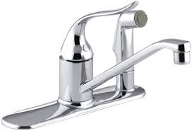 Free shipping on orders over $99! Kohler Coralais Three Hole Kitchen Sink Faucet With 8 1 2 Spout Matching Finish Sidespray Through Escutcheon And Lever Handle Reviews Wayfair