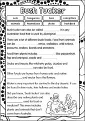 Bush Tucker Cloze Passage Cloze Activity Aboriginal Education History Worksheets