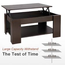 Amazon Com Super Deal Lift Top Coffee Table W Hidden Compartment And Storage Shelves Pop Up Storage Cocktail Table Home Kitchen
